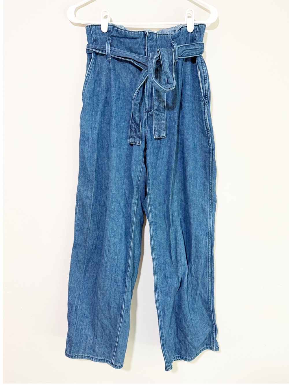 Aritzia wilfred free paperbag organic cotton wide leg jeans size 6